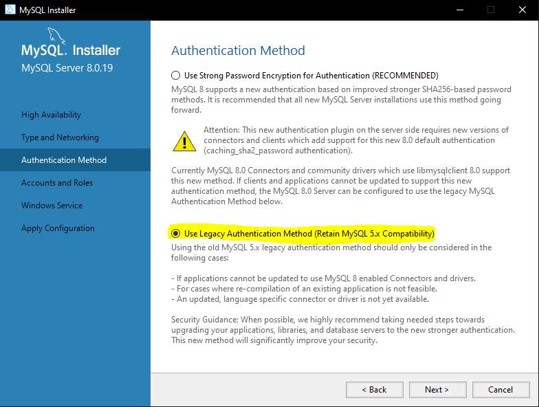 MySQL Authentication